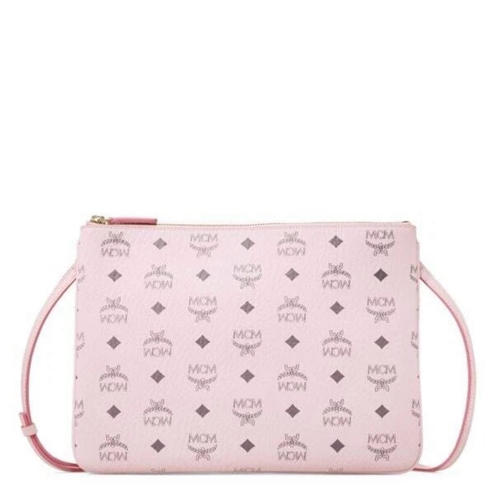 AUTHENTIC NEW MCM VISETOS ORIGINAL PINK LEATHER BAG/POUCH